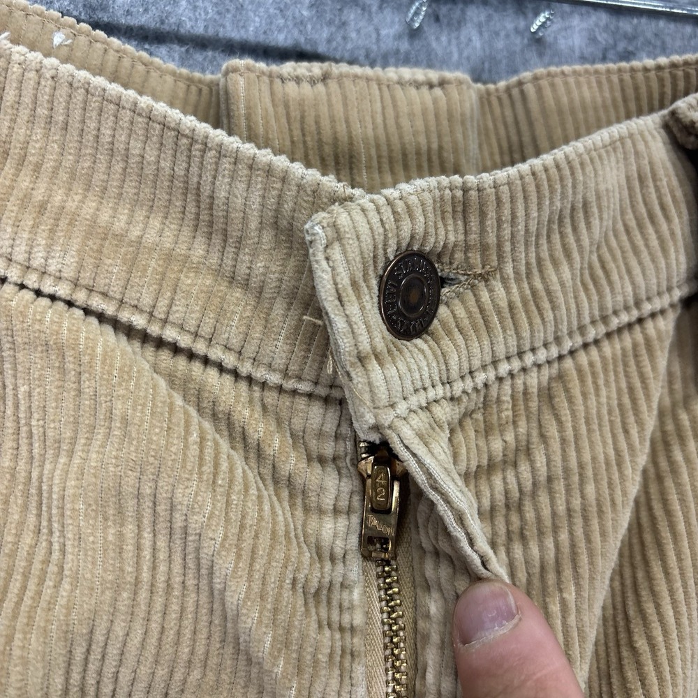 Vintage 1970s Levi's Corduroy Flare Pants 33x29 Tan Talon Zip USA Distressed - Picture 8 of 16